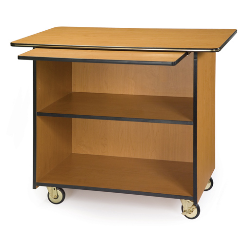 Geneva 67109 Enclosed Service Cart - 1 Pull-Out Shelf and 1 Fixed Shelf - Ebony Wood