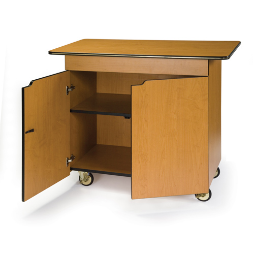 Geneva Geneva Enclosed Service Cart - 2 Hinged Doors, 1 Center Drawer, 1 Fixed Shelf - Red Maple