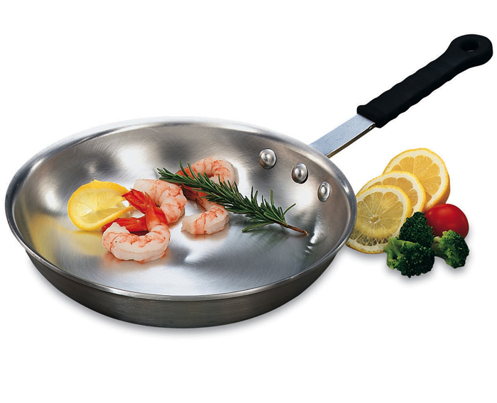 Aluminum Fry Pan - Natural Finish W/GatorGrip Insulated Handle Durability improved by 250%! Constructed from heavy-duty impact resistant 3004 aluminum Handle has large hanging hole for convenient stor