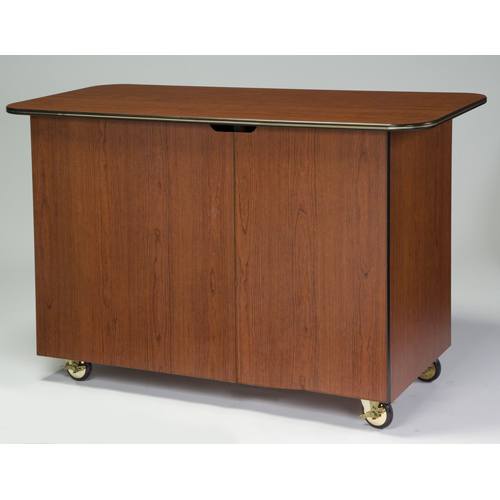 Geneva Geneva 68105 Large Enclosed Service Cart - 2 Hinged Doors, 1 Right and 1 Left Adjustable Shelves - Mahogany