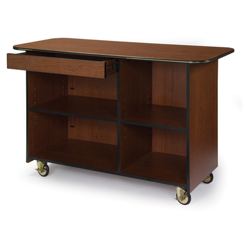 Geneva 68110 Large Enclosed Service Cart - 1 Drawer Top-Left Compartment, 1 Right and 1 Left Adjustable Shelves - Victorian Cherry