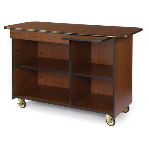 Geneva Geneva 68115 Enclosed Service Cart w/ Drawer and Pull-Out Shelf - Ebony Wood