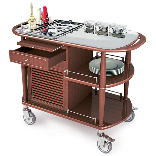 Geneva Geneva 70365 Flambe Cart - Stainless Top Work Surface