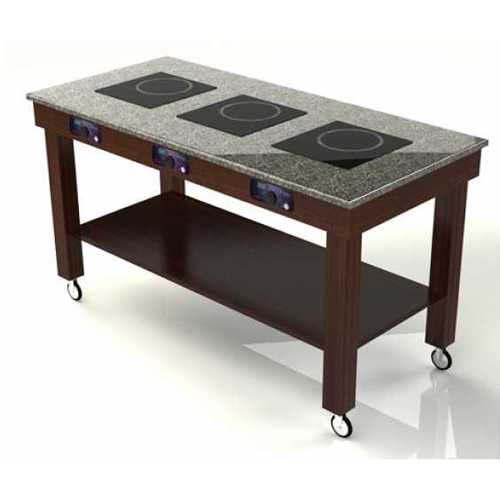 Geneva Geneva 79850 Induction Cooking Cart - 3 Stove - Antique Cherry