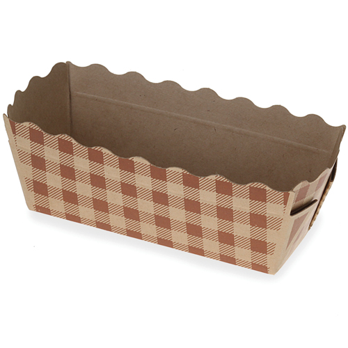 Welcome Home Brands Disposable Check Mini Paper Loaf Baking Pan, 4.1 Oz, 3.1" x 1.2" x 1.4" High, Case of 500