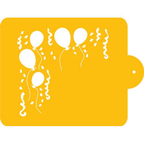 7"H x 7"W in finished size These designs are made of 10 mil polystyrene in a one layer stencil. This Decorating Stencil can be used with royal icing, fondant, butter-cream, chocolate or any 