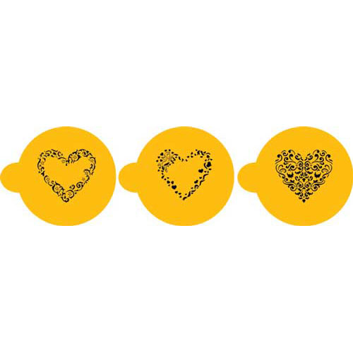 Designer Stencils Designer Stencils Decorating Cookie and Cappuccino Stencil, Swirl Valentine Heart Designs 3.25