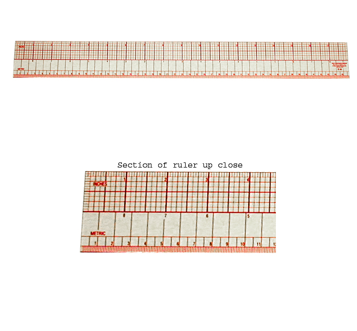 unknown C-Thru Inch/Metric X-Ray Ruler. Inches broken down in 16ths.