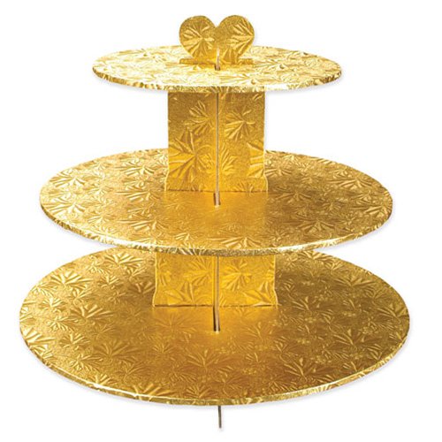 unknown Gold Foil Covered 3-Tier Cupcake Stand