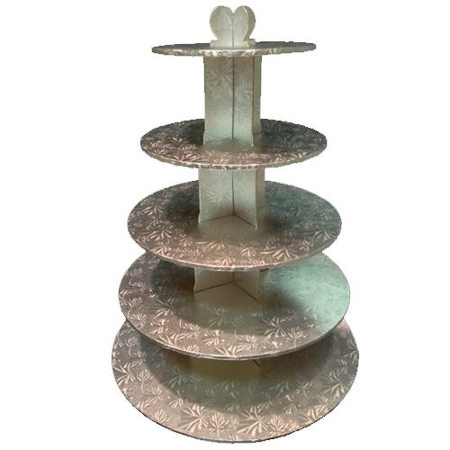 Silver Foil Covered 5-Tier Cupcake Stand / Tower