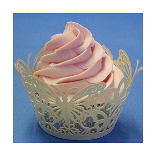 PME Sugarcraft PME CW932 Ivory Butterfly Decorative Lace Cupcake Wrappers, Pack of 12