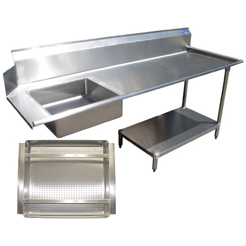 All Stainless Steel Soil Dishtable with Undershelf with Prerinse Basket - Right - 84