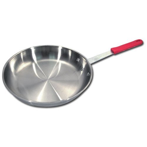 Winware by Winco Winware by Winco Tri-Ply Stainless Steel Fry Pan w/ Red Silicone Sleeve - 12