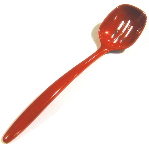 Melamine Slotted Food Serving Spoon, 12" Long, Red