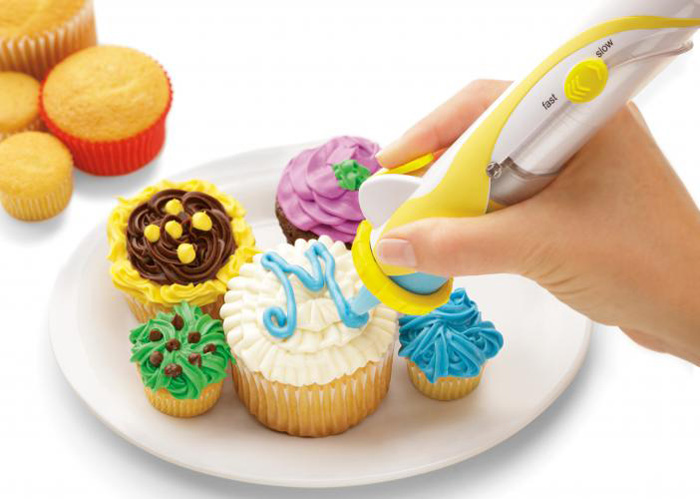 Frosting Deco Pen-Now It's Easy to Celebrate Life's Sweet Moments! Kuhn Rikon's Swiss-designed, battery-powered Frosting Deco Pen gives you precise control for amazing effects: writing, borders and sh