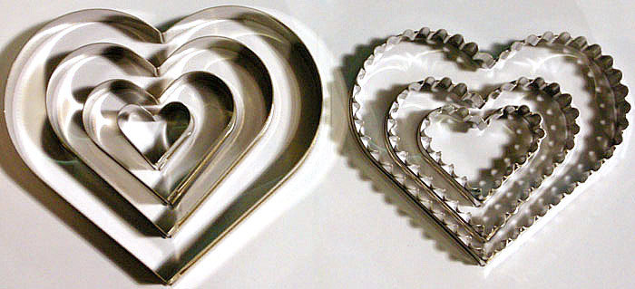 unknown Heart Cutters, Fluted & Plain, Heavy Duty Stainless Steel, 7-Piece Set