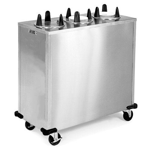 Lakeside LA5300 Mobile Unheated Enclosed-Cabinet Dish Dispenser - 3 Stack, Round, Plate Size: Up to 5"