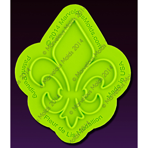 Marvelous Molds Fleur-de-Lis-Medallion Onlay Silicone Fondant Stencil by Marvelous Molds