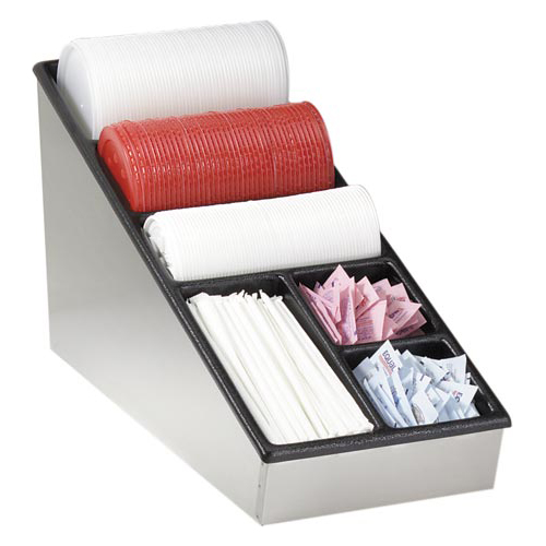 Dispense-Rite NLS-1 Lid, Straw & Condiment S/S Organizer - Narrow