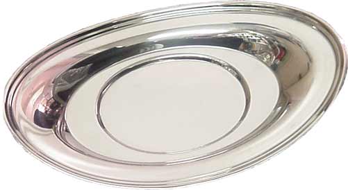 unknown Stainless Steel Decorative Oval Tray, Heavy Duty, 9-1/4