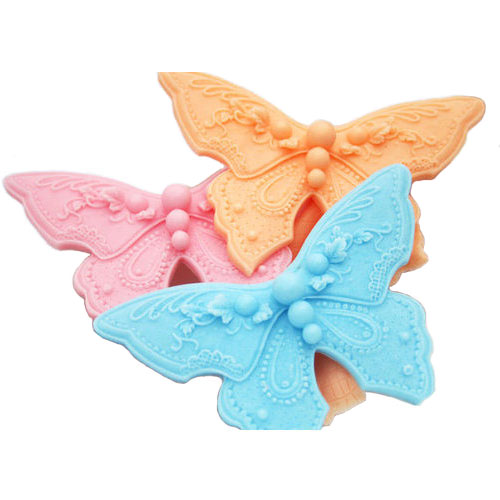 Global PAF Silicone Fondant Mold, Butterfly Single-cavity mold Multiple imprints shown Imprint measures 3-15/16 inch side to side x 2-13/16 inch top to bottom (100mm side to side x 72mm top to bottom)