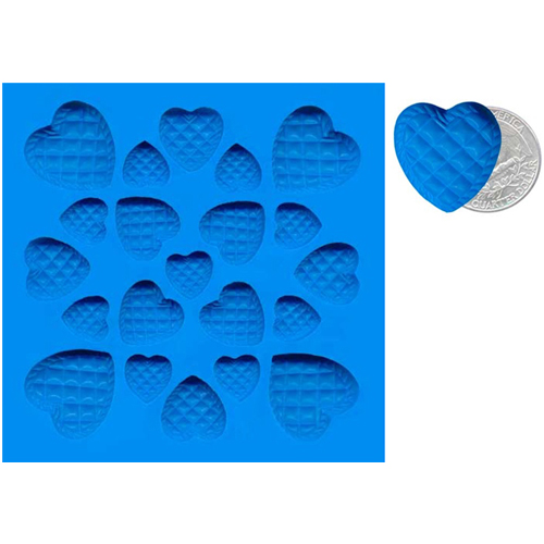 unknown Quilted Heart Shapes Silicone Sugar & Candy Mold, 21/mold