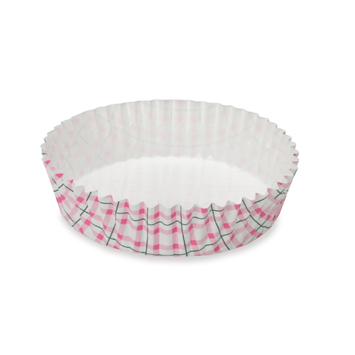 Welcome Home Brands Welcome Home Brands Round Pink Fine Check Ruffled Paper Baking Pan