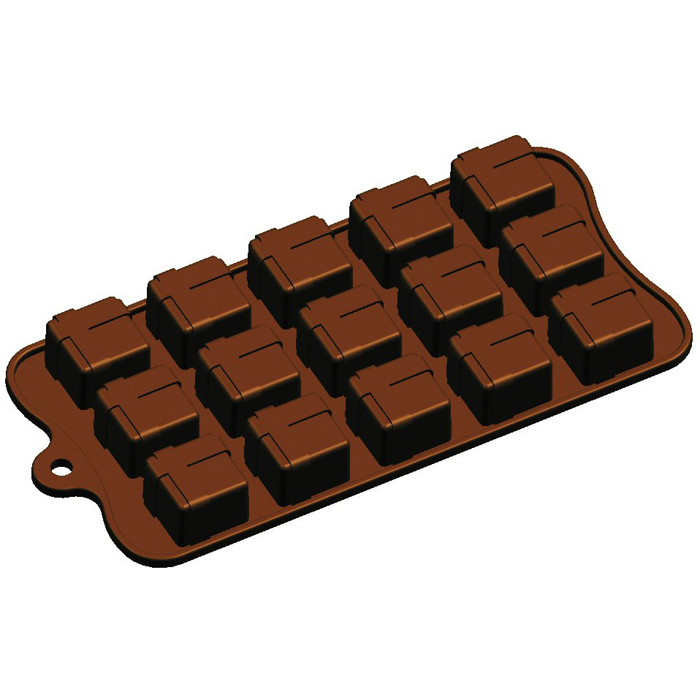 Fat Daddio's Fat Daddio's Silicone Chocolate Mold: Square Gift Box, 15 Cavities
