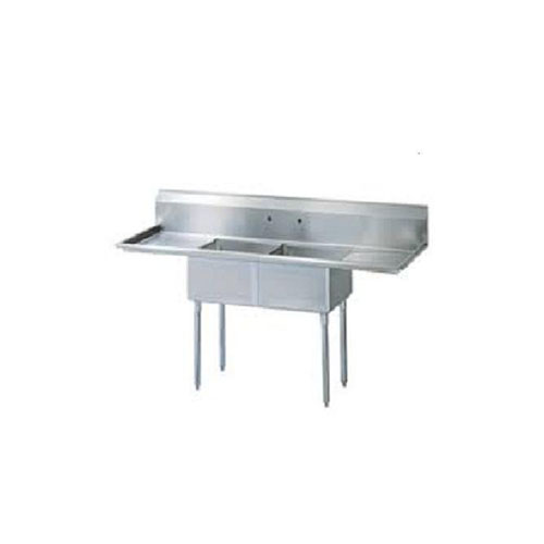 LJ1216-2RL Two Compartment NSF Commercial Sink with Two Drainboards - Bowl Size 12 x 16