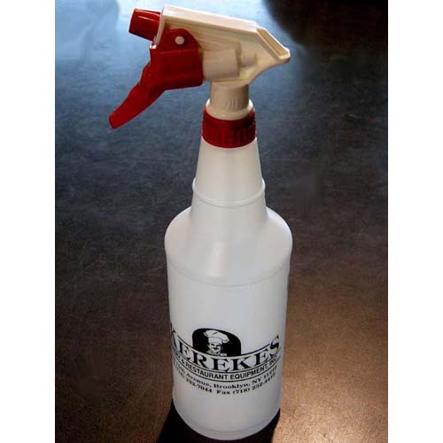 10" High Polyethylene Bottle Has Graduation Marks Up 26 Ounces, and a Ring Near the Top to Mark the 32-Ounce Point &nbsp; Tube of Sprayer Top is 9-3/4" Long &nbsp; Bottle Bears our Name, Add