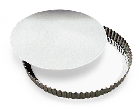 Gobel Round Fluted Tart Pan with Loose Removable Bottom, 1" Deep, 10-1/4" Diameter