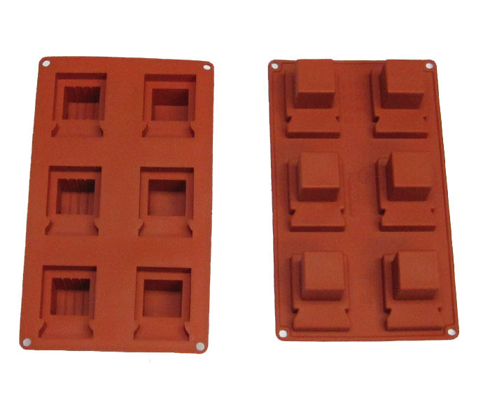 unknown Silicone Mold Tefillin, 6 Cavities (3 Arm Tefillin, 3 Head Tefillin), Cube of Each Cavity Measuring 1-1/2