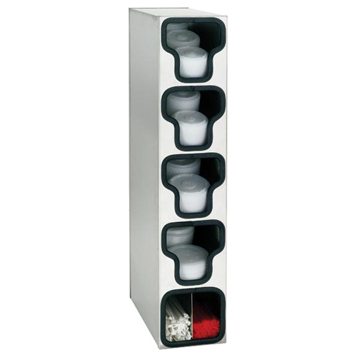 Dispense-Rite Dispense-Rite TLO-4SS Vertical Lid & Straw Stainless Steel Organizer - 4-Section