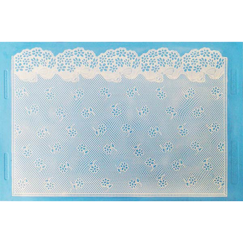 Decorate cakes and desserts quickly by swiping SugarVeil Icing across this original, SugarVeil-designed silicone Confectioners' Mat. With much finer detail than possible than by piping, this mat will 