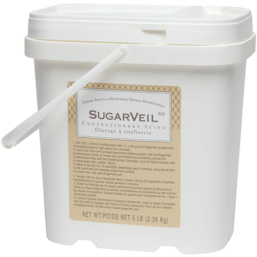 SugarVeil Confectionery Icing enables you to create the most amazing cake decorations. With SugarVeil, you can mold edible lace, comb lines, cut ribbons, stencil monograms, or make smooth, edible fabr