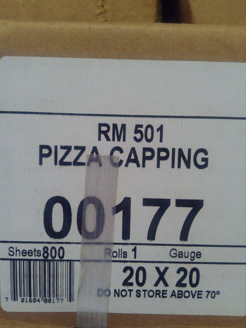 Heat Seal Pizza Capper Wraps For Model # PW18 New In Box For 10" Pizza SIZE 20" x 20" Roll Of 800 Wraps &nbsp;