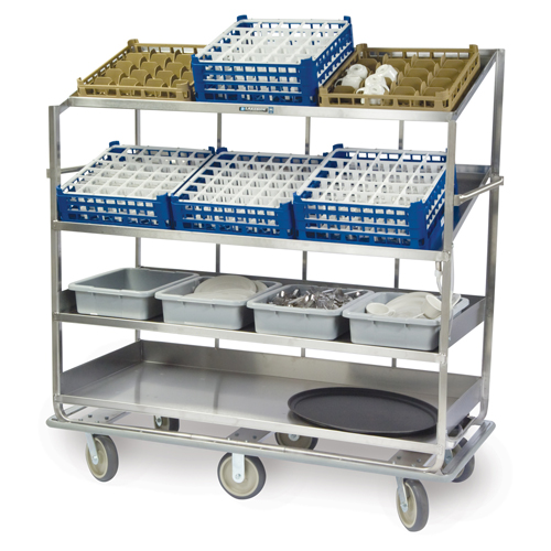 Lakeside Lakeside Soiled Dish Breakdown Cart - 2 Flat, 2 Angled Shelves - Shelf Size: 28