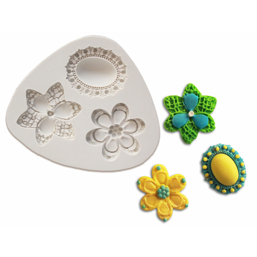 O'Creme Silicone Fondant Mold, Brooch & Flowers