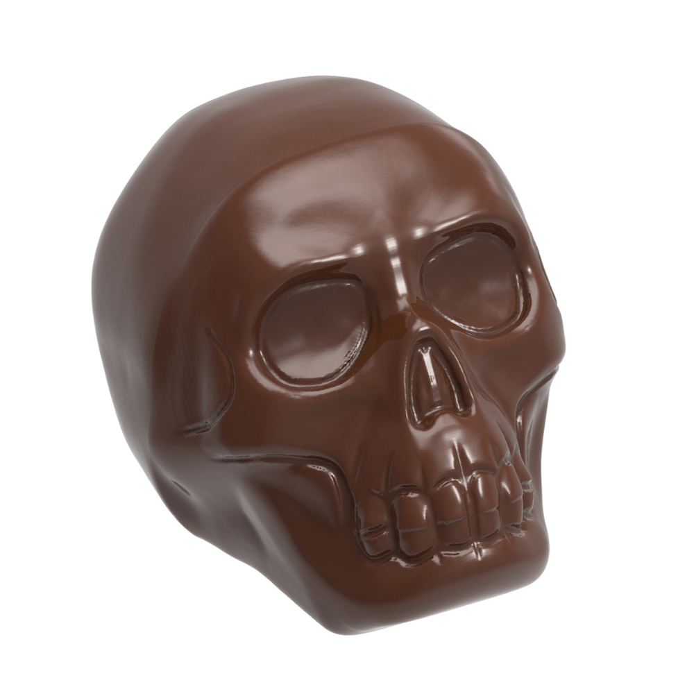 Chocolate World Polycarbonate Chocolate Mold, 3D Skull, 24 Cavities