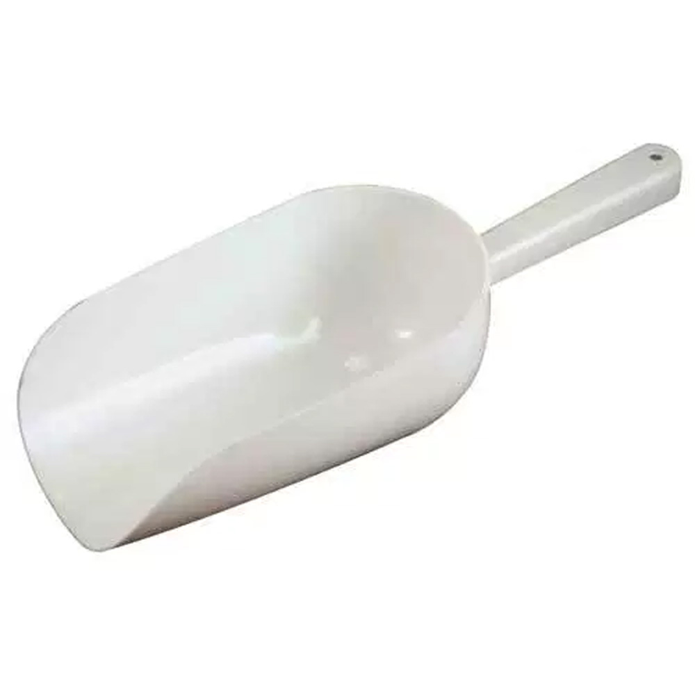 C.R. Mfg Plastic Flour Scoop, 16 oz. White. Overall Size 10"; Bowl Size 3-1/4" x 6"