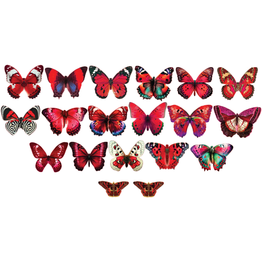 Crystal Candy Red Haze Edible Butterflies - Pack of 19