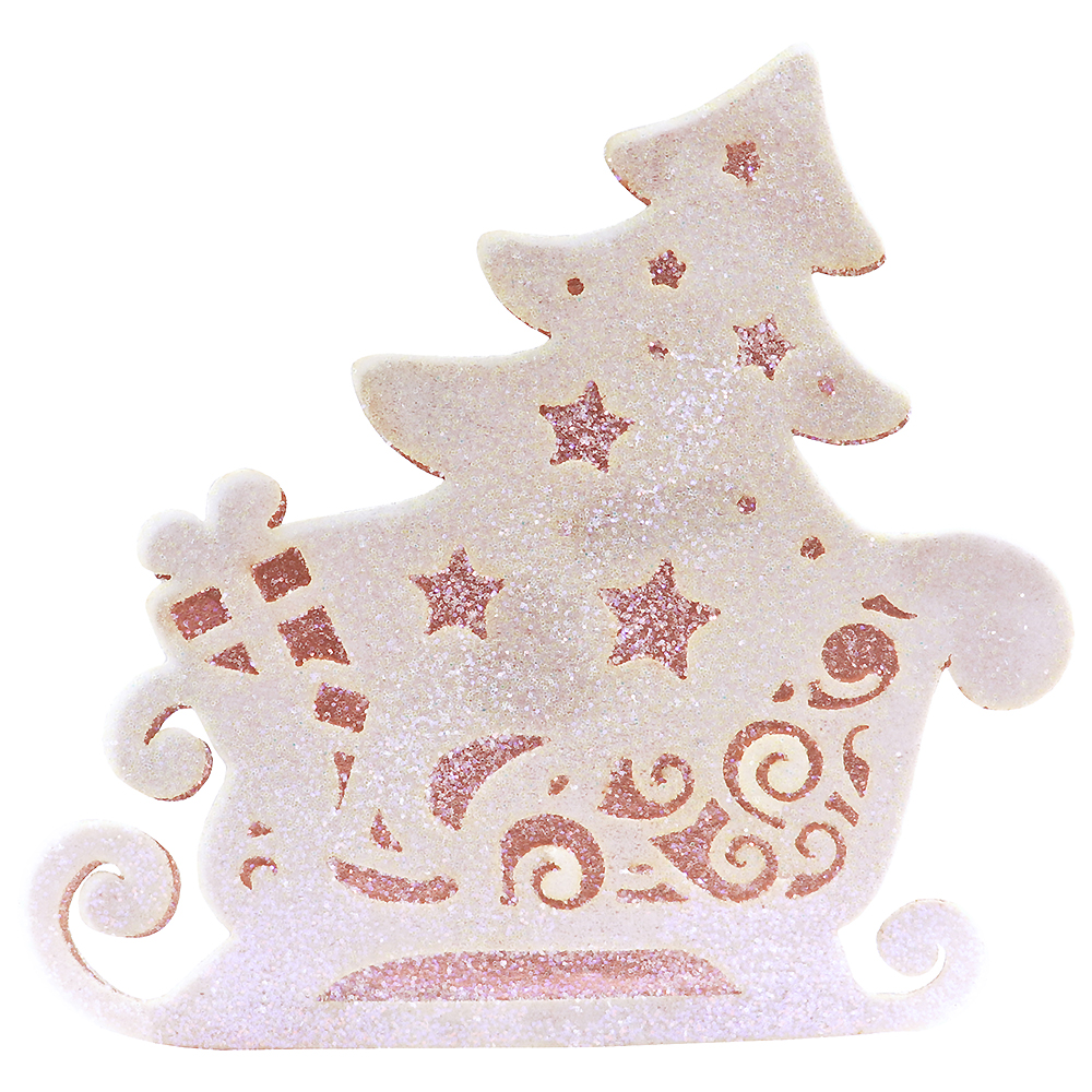 Crystal Candy Rose Gold Edible Wafer Paper Sleigh, Pack of 7