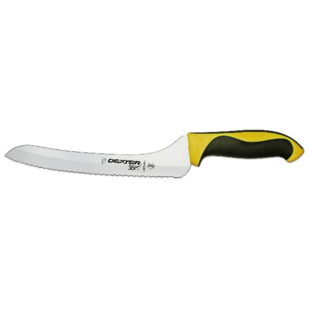 Dexter-360 Scalloped Offset 9" Slicer, Yellow Handle