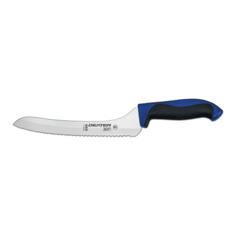 Dexter-360 Scalloped Offset 9" Slicer, Blue Handle