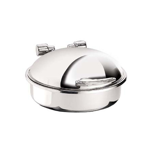 Eastern Tabletop Mfg. Eastern Tabletop Round Induction Chafer w/ Hinged Dome Cover - 6 Qt. - Silverplate