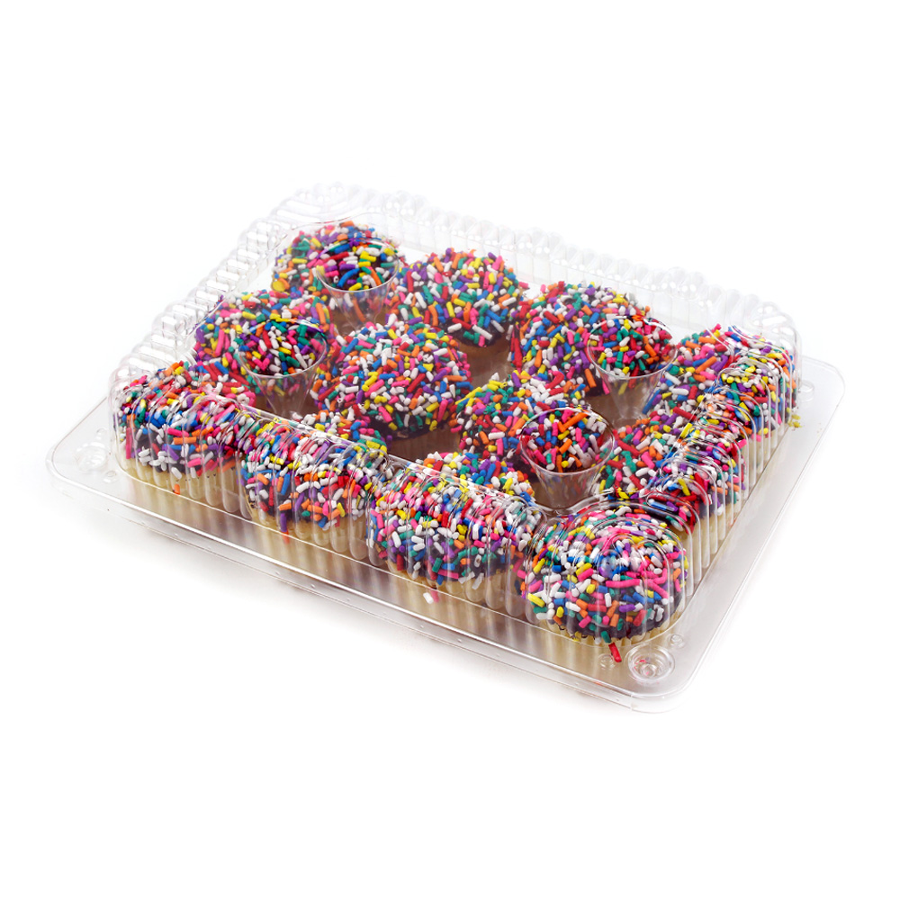 Hinged Clear Plastic Container for 12 Mini Muffins, Case of 300