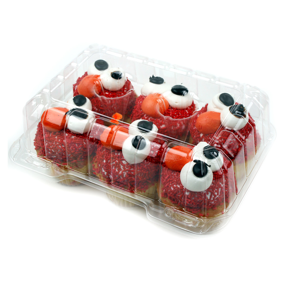 Hinged Clear Plastic Container for 6 Muffins, Pack of 5