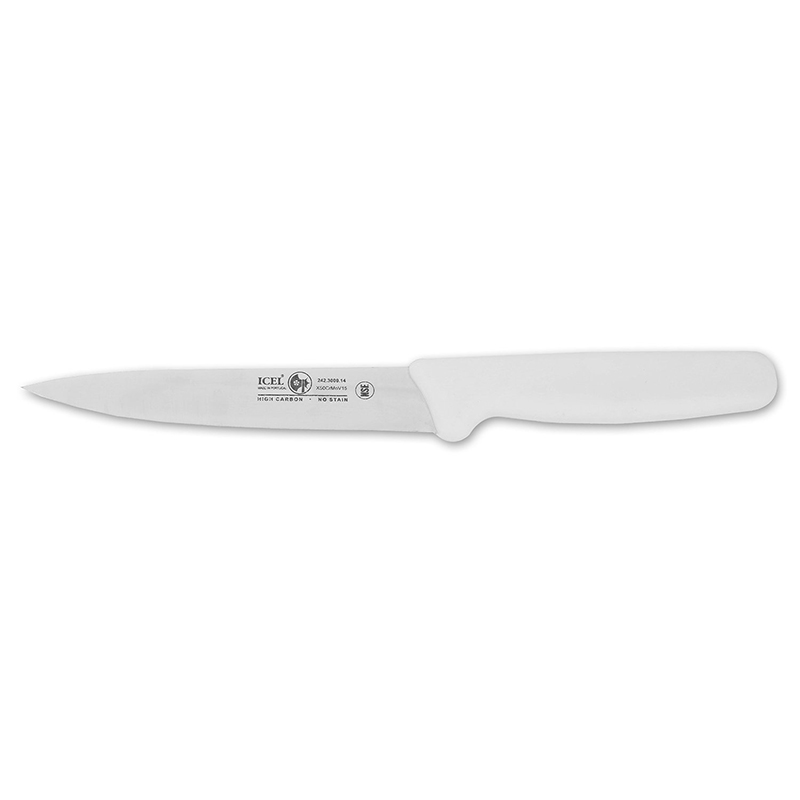 Icel Utility Knife, 5-1/2" Blade, White Plastic Handle