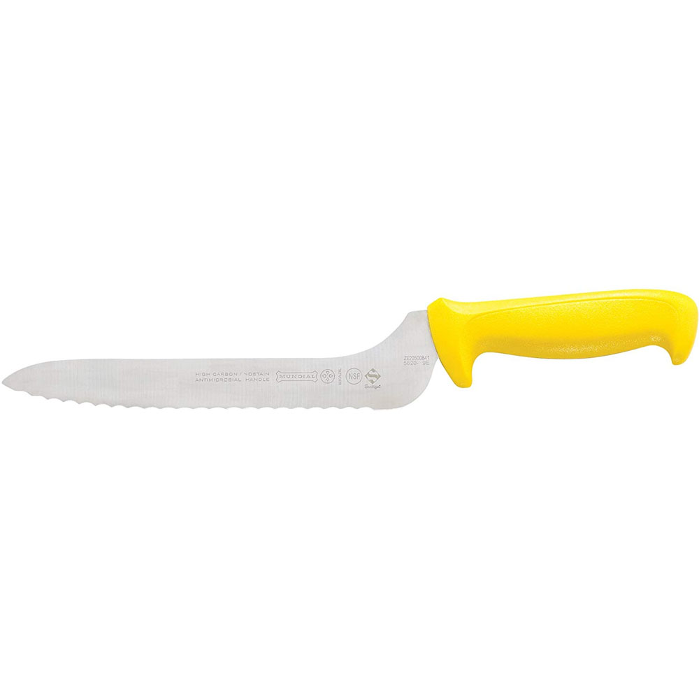 Mundial Yellow Offset Serrated Sandwich Knife 9"