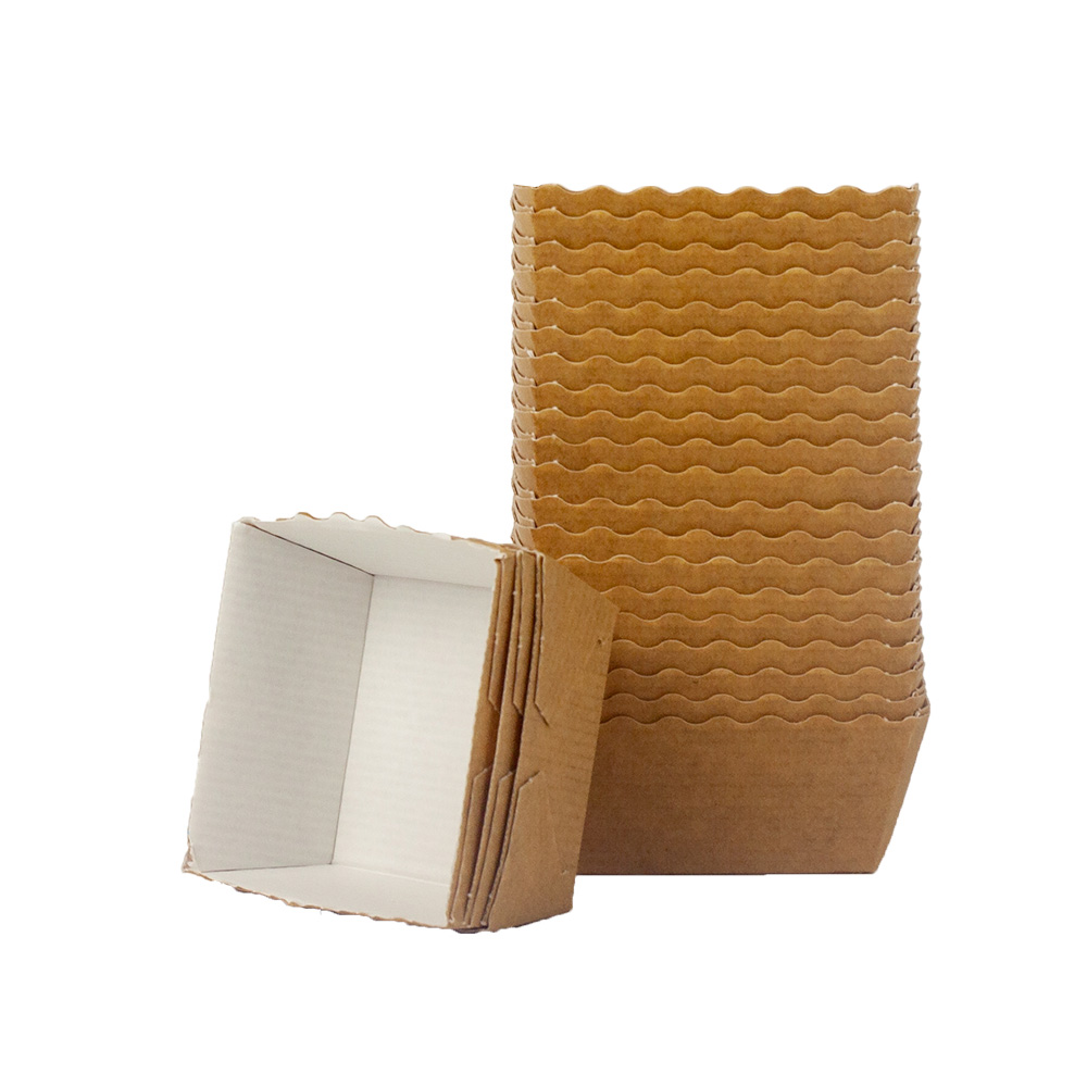 Novacart Beige Easybake Square Baking Mold, 2-3/8" x 2-3/8" x 1-3/8" - Pack of 60